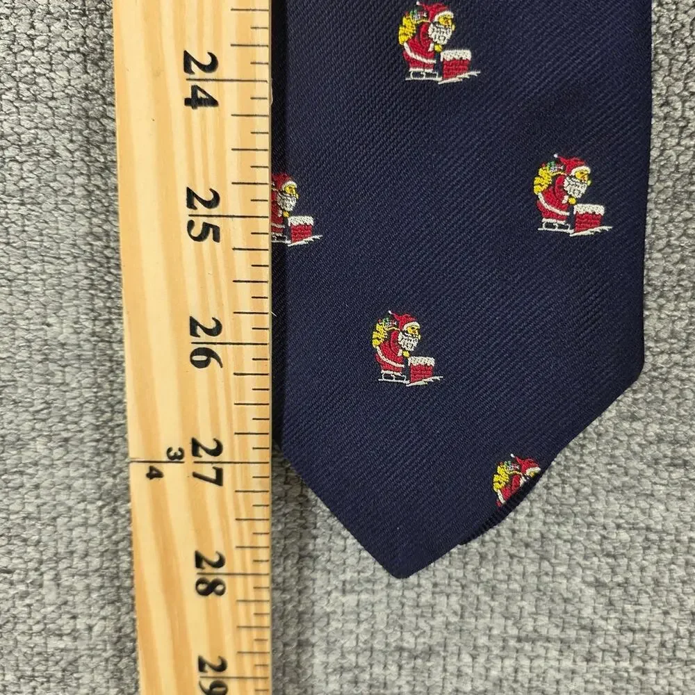 BROOKS BROTHERS MAKERS MEN'S BLUE ALL SILK SANTA SLEIGH HOLIDAY TIE 4
